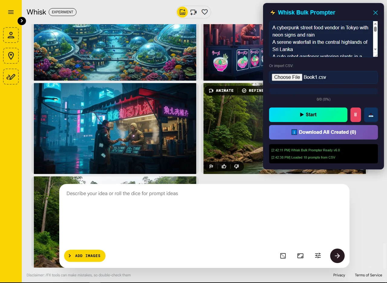 Whisk Bulk Prompter Project